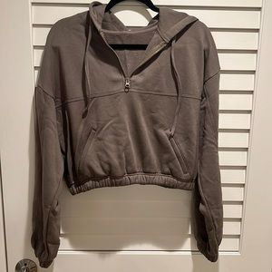 Alo Yoga STADIUM HALF ZIP HOODIE - OLIVE BRANCH